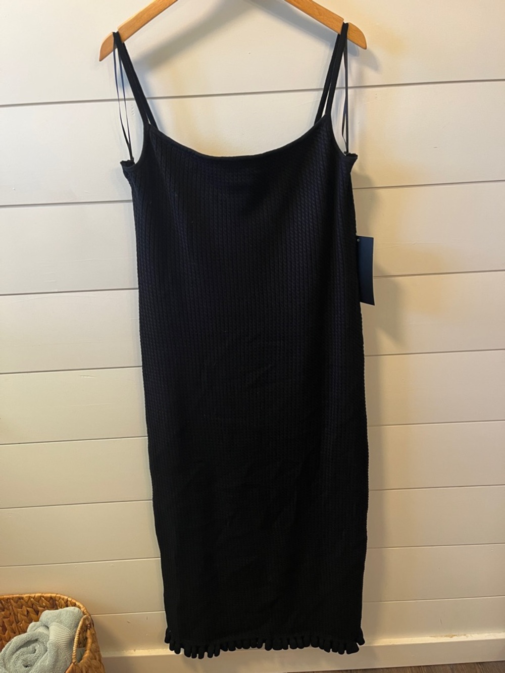 Pomander Place Black Knit Spaghetti Strap Dress
